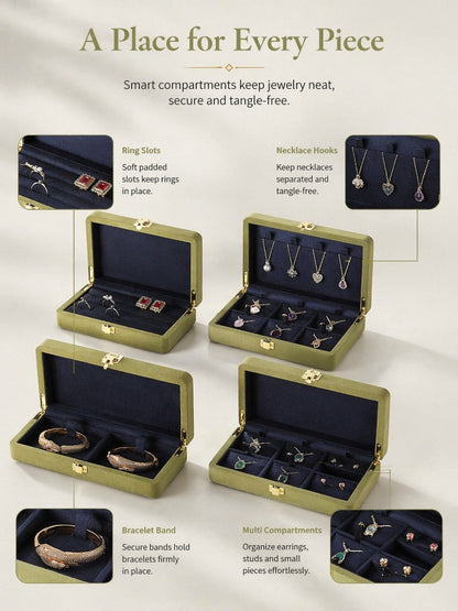 Jewelry Organizer Case, Velvet Gift Box for Rings Necklaces, Present for Her