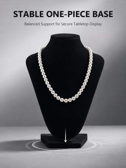 Velvet Necklace Display Bust, Tabletop Jewelry Stand for Pearls, Black Gray Set