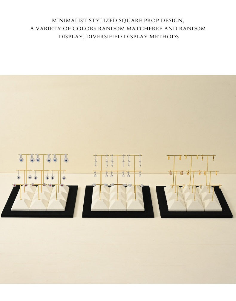 Beige Suede Jewelry Display Set with Pyramid Risers for Vendors