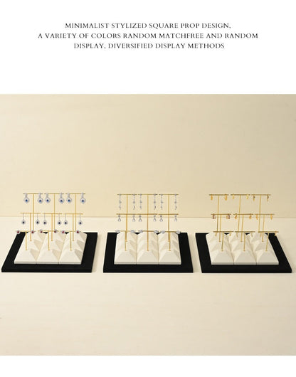 Beige Suede Jewelry Display Set with Pyramid Risers for Vendors