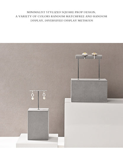 Gray Suede Jewelry Display Stand Set with Metal Arms for Vendors