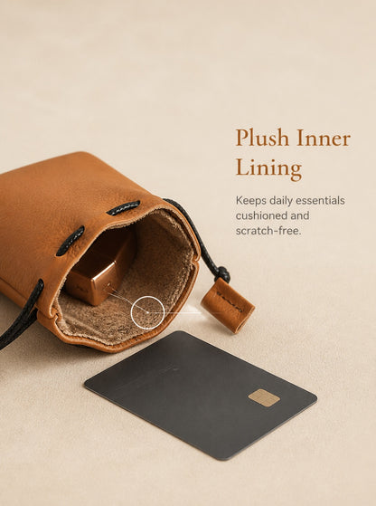 10pcs Top-Grain Leather Jewelry Pouch, Genuine Cowhide Drawstring Bag, Soft Anti-Scratch Storage, Gift Packaging