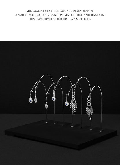 Black Metal Earring Display Stand with Curved Arms for Vendors