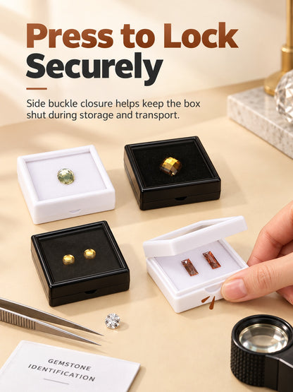 10pcs Gemstone Display Box with Clear Lid and Sponge for Loose Stones and Jewelry