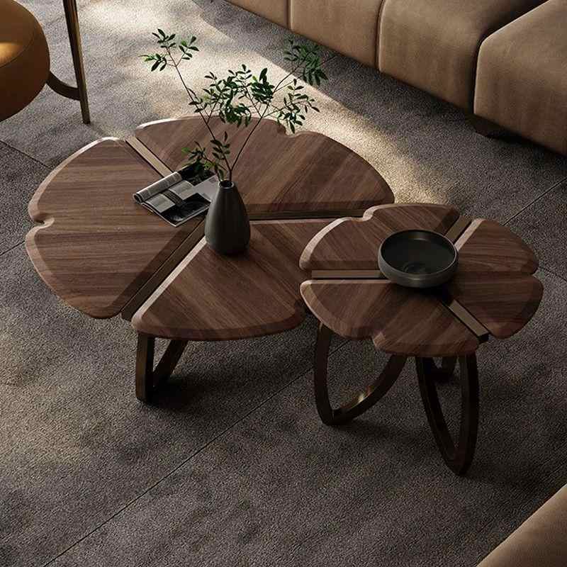 Middle ancient style high-end walnut round coffee table