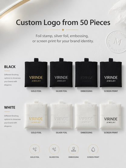 50pcs Soft Suede Pad with Custom Logo, Jewelry Storage Bags, Anti-Scratch Gift Packaging