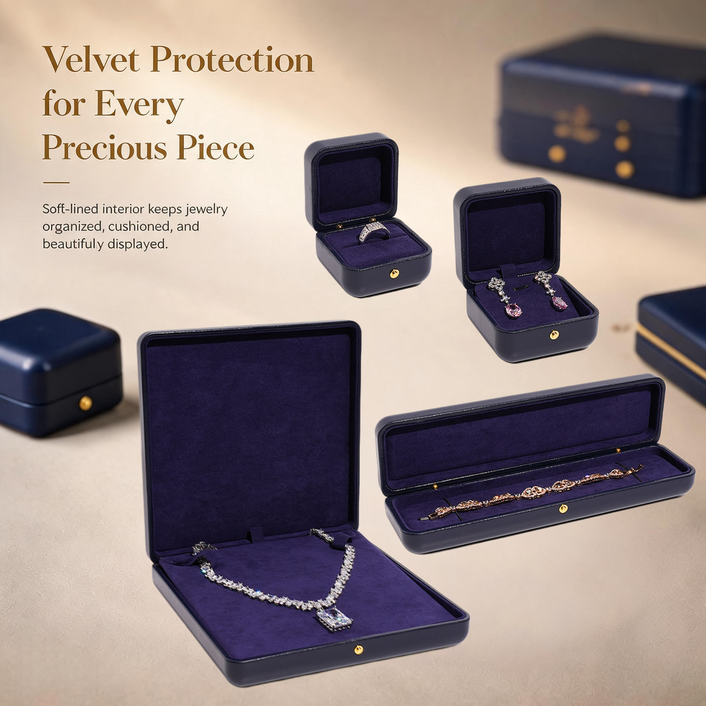 5pcs Luxury PU Leather Jewelry Box, Velvet Lined Gift Case, Elegant Presentation Packaging