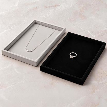 Velvet Jewelry Display Tray for Necklaces, Ring Showcase Organizer, Countertop Holder
