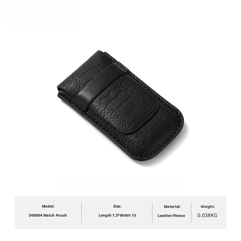 Slim Leather Watch Pouch, Travel Wristwatch Storage Holder, Business Accessory