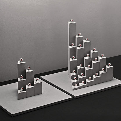 Gray Suede Ring Display Stand with Multi-Level Steps for Vendors