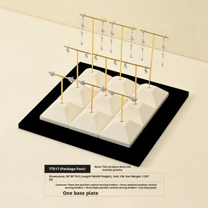 Beige Suede Jewelry Display Set with Pyramid Risers for Vendors