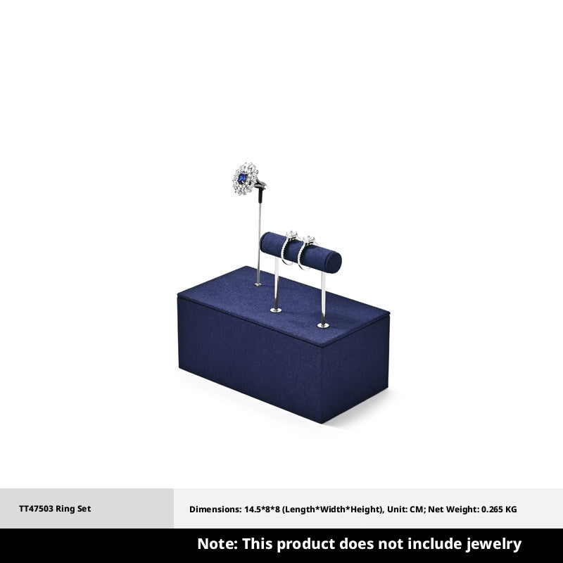 Navy Blue Velvet Jewelry Display Set with Metal Stands for Vendors