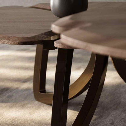 Middle ancient style high-end walnut round coffee table