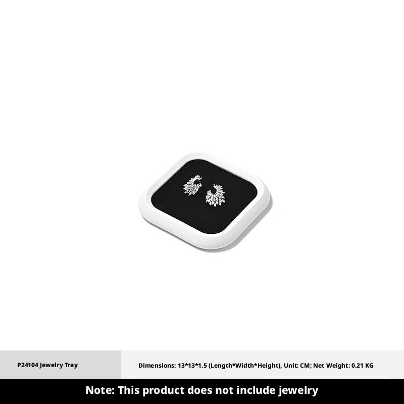 Silver Metal Jewelry Tray with Black Velvet for Ring and Necklace Display