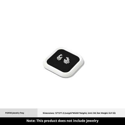 Silver Metal Jewelry Tray with Black Velvet for Ring and Necklace Display