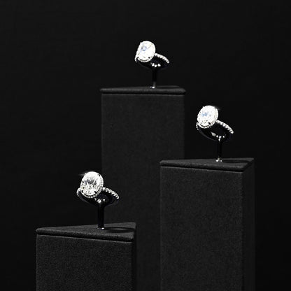 Black Suede Ring Display Stand with Multi-Level Steps for Boutique