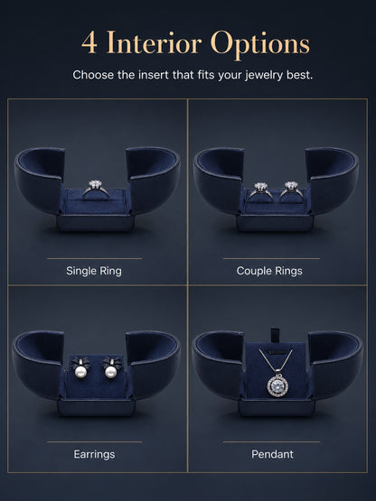 5pcs Navy Velvet Engagement Ring Box, Double Slot Proposal Case, Unique Double-Wing Jewelry Holder