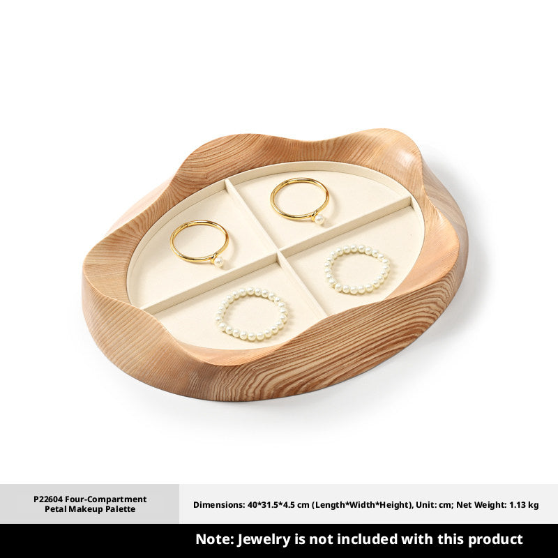 Wooden Jewelry Tray with Suede Lining for Necklace and Ring Display