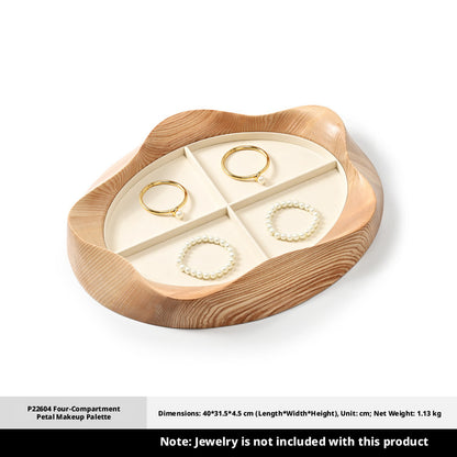 Wooden Jewelry Tray with Suede Lining for Necklace and Ring Display