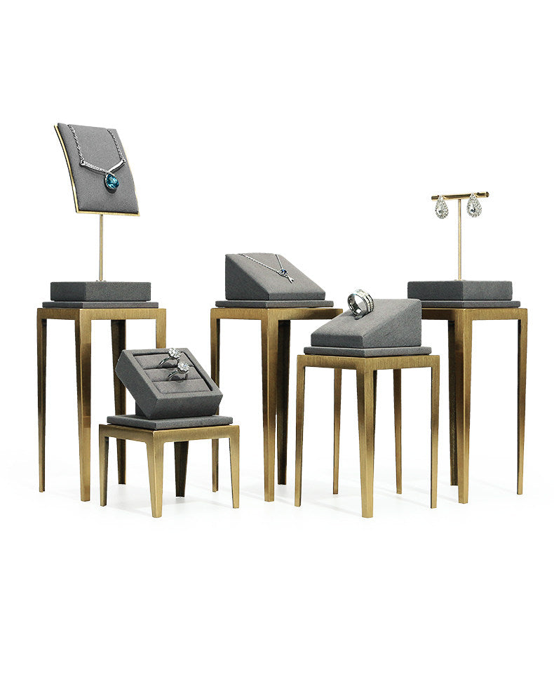 Metal Jewelry Display Stand - 2 Tier Iron Riser for Showcase