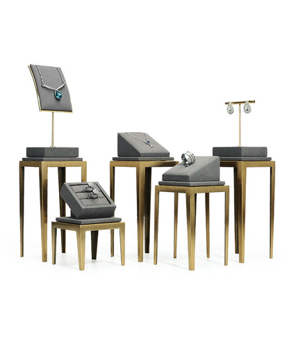 Metal Jewelry Display Stand - 2 Tier Iron Riser for Showcase