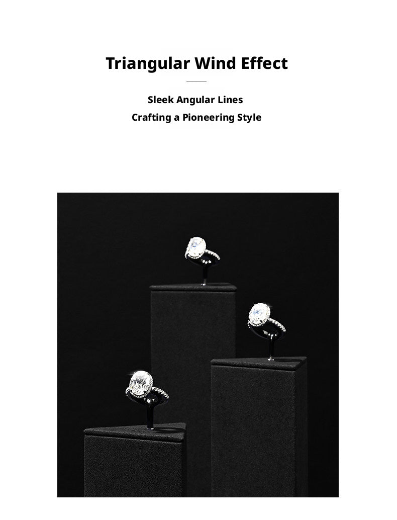 Black Suede Ring Display Stand with Multi-Level Steps for Boutique