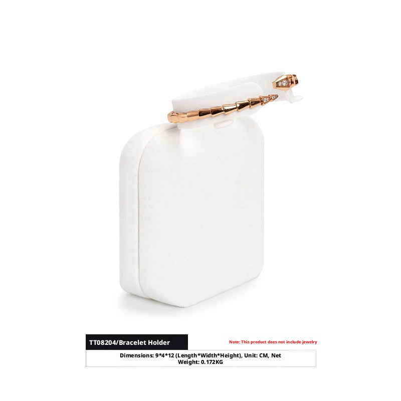 White Suede Jewelry Display Set with Necklace Stand and Ring Holders