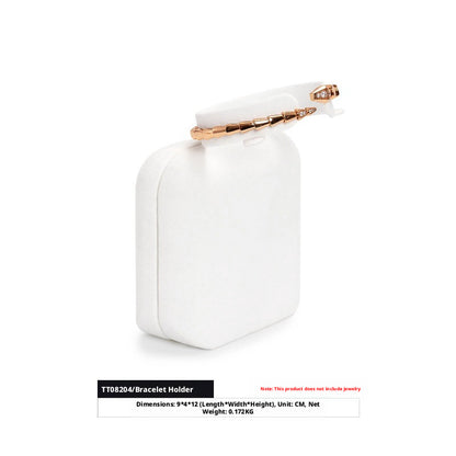 White Suede Jewelry Display Set with Necklace Stand and Ring Holders