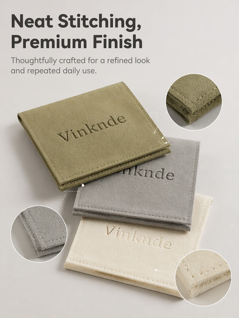 50PCS Soft Suede Drawstring Pouches with Custom Logo, Jewelry Storage Bags, Anti-Scratch Gift Packaging