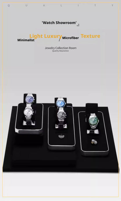 Metal Watch Display Box with Glass Lid - 6 Slot Steel Case