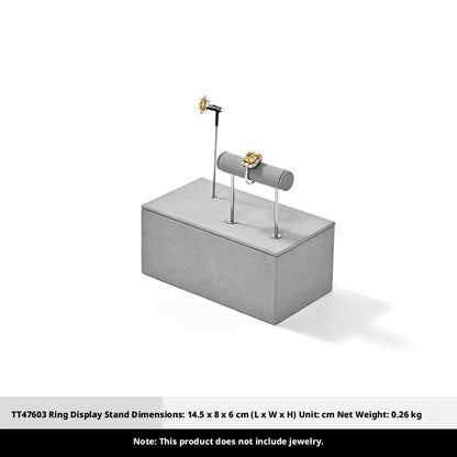 Gray Suede Jewelry Display Stand Set with Metal Arms for Vendors