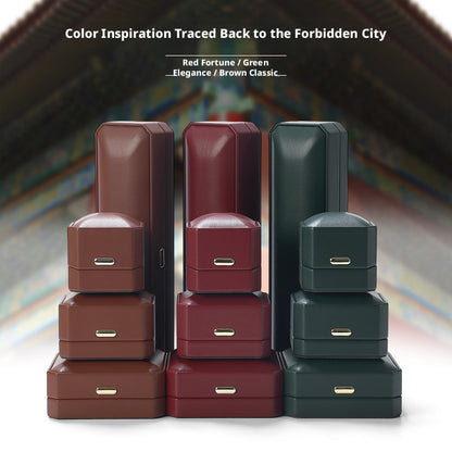 PU Leather Ring Box | Golden Velvet Interior for Engagement