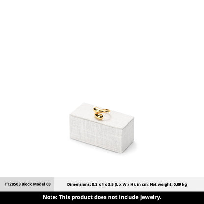 White Linen Jewelry Display Set with Multi-Level Risers for Vendors