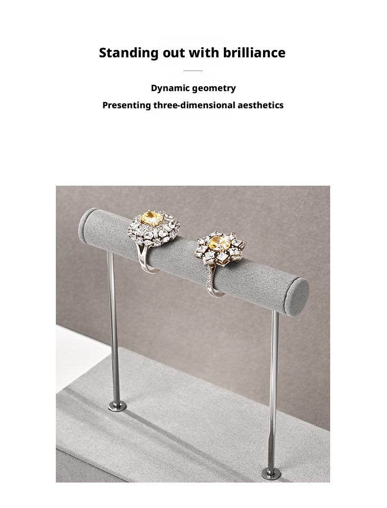 Gray Suede Jewelry Display Stand Set with Metal Arms for Vendors