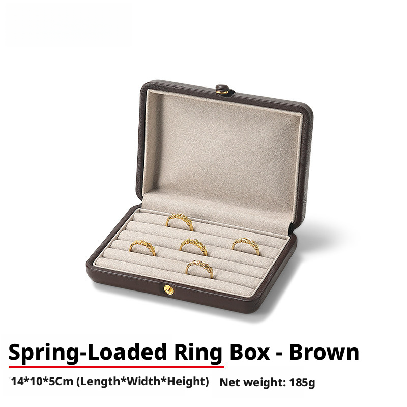PU Leather Jewelry Box, Travel Ring Pendant Organizer, 8-Slot Snap Display Case Jewelry Supplies