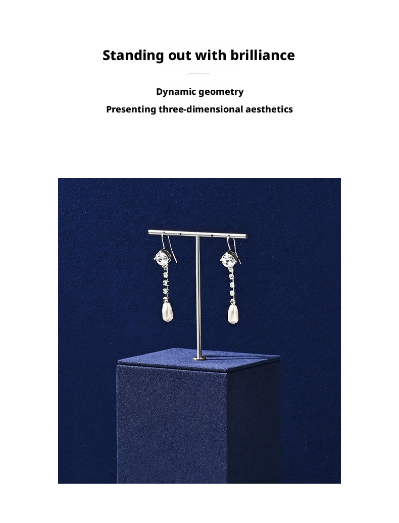 Navy Blue Velvet Jewelry Display Set with Metal Stands for Vendors