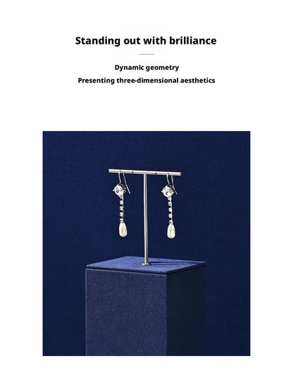 Navy Blue Velvet Jewelry Display Set with Metal Stands for Vendors