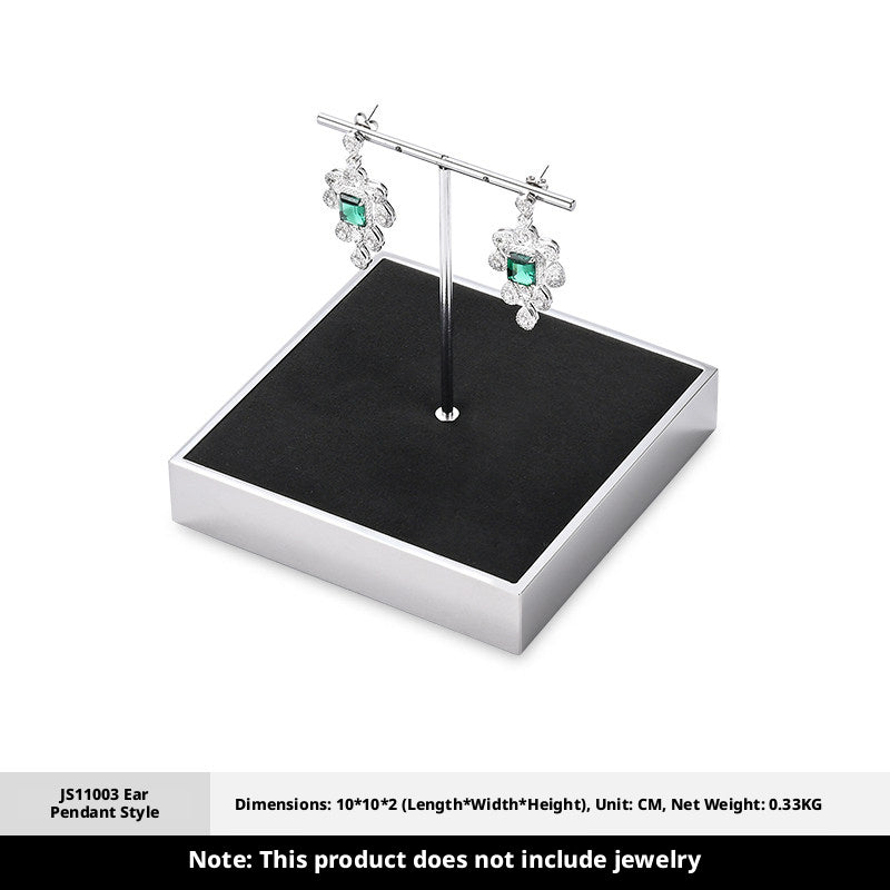 Silver Metal Jewelry Display Tray with Black Velvet for Rings and Necklaces