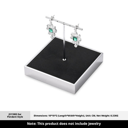 Silver Metal Jewelry Display Tray with Black Velvet for Rings and Necklaces