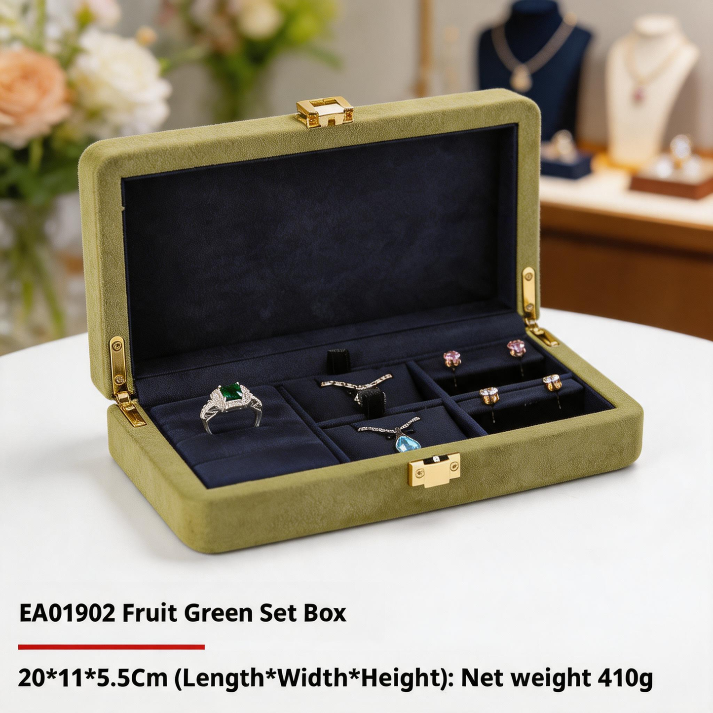 Jewelry Organizer Case, Velvet Gift Box for Rings Necklaces, Present for Her