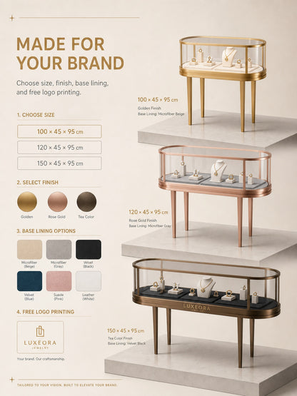 Heavy Duty Stainless Steel Jewelry Showcase - Rustproof Counter Display Stand for Shops Jewelry cabinet
