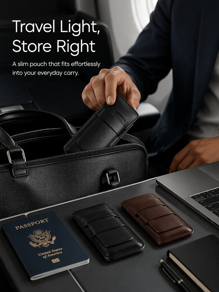 Slim Leather Watch Pouch, Travel Wristwatch Storage Holder, Business Accessory