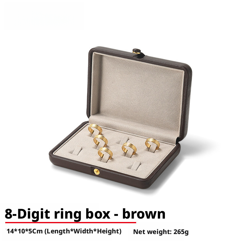 PU Leather Jewelry Box, Travel Ring Pendant Organizer, 8-Slot Snap Display Case Jewelry Supplies
