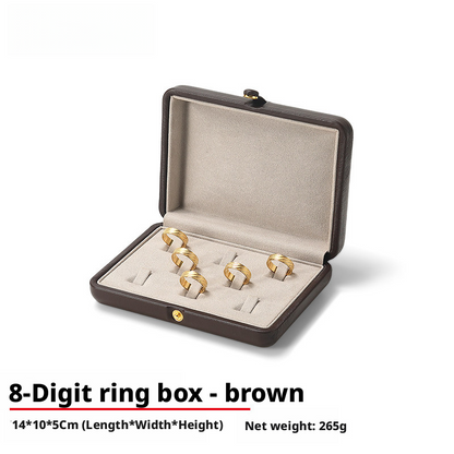 PU Leather Jewelry Box, Travel Ring Pendant Organizer, 8-Slot Snap Display Case Jewelry Supplies