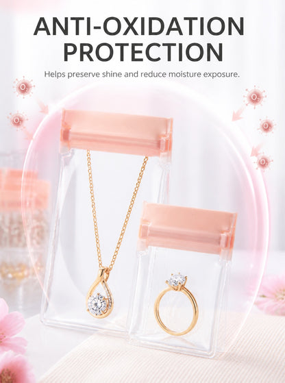 100pcs EVA Jewelry Pouches, Clear Frosted Zip Bags, Anti-Tarnish Storage (7 Sizes)