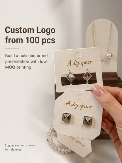 500pcs Eco Matte Jewelry Display Cards, Plant Fiber Paper, Custom Logo Packaging
