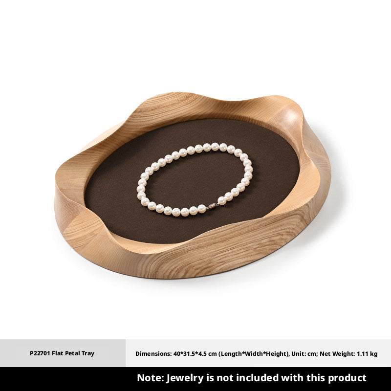 Wooden Jewelry Tray with Suede Lining for Necklace and Ring Display