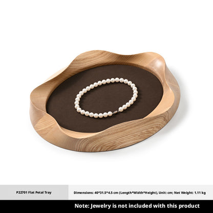 Wooden Jewelry Tray with Suede Lining for Necklace and Ring Display