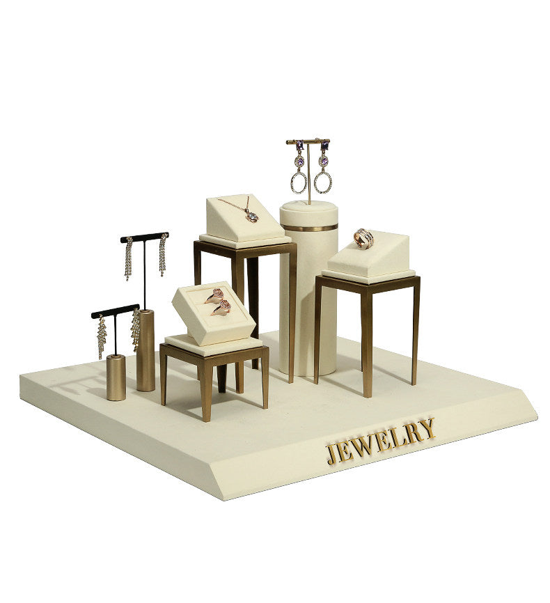 Metal Jewelry Display Stand - 2 Tier Iron Riser for Showcase