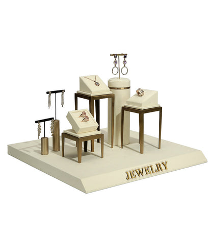 Metal Jewelry Display Stand - 2 Tier Iron Riser for Showcase